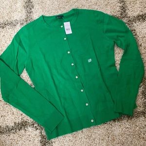 Ann Taylor Green Crew Neck Cardigan Bling Buttons
